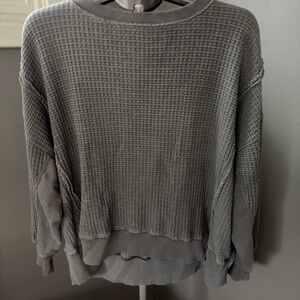 American Eagle Outfitters Gray Textured Crew Neck Sweater